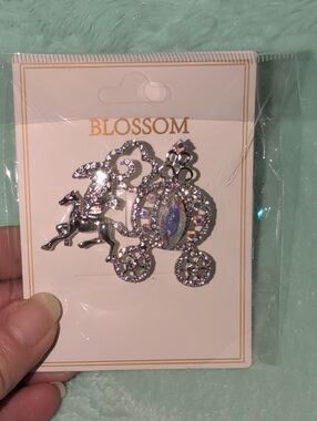 Blossom Silver Crystal Carriage Brooch - NWT